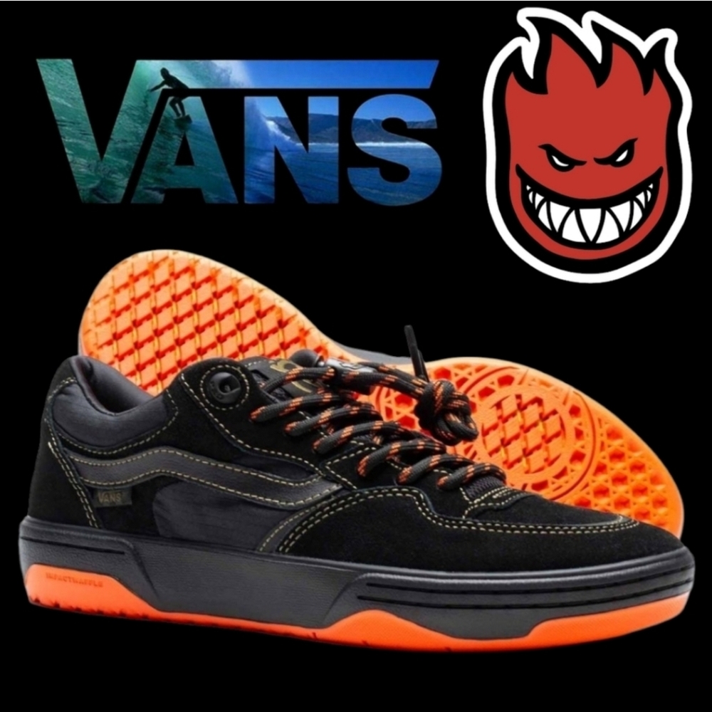 Vans Spitfire Rowan 2 Men Black Orange Flame With Lace Savers  082025